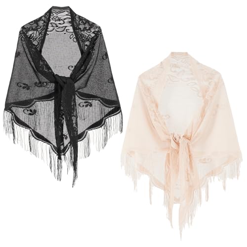 Chal Mujer Fiesta Para Bodas - Mantón de Manila Negro...