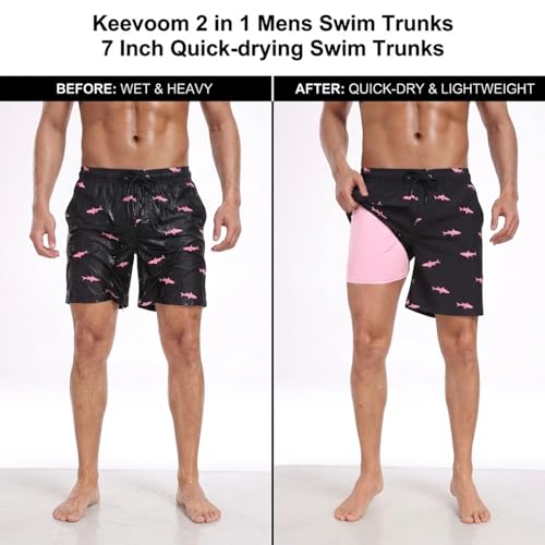 Image of Keevoom Mens Swim Trunks Compression Liner Swimming Shorts Swimwear Quick Dry Swimsuit Bathing Suits Board Shorts