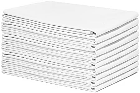 Organic Cotton White Dish Towels - 10 Pack Quick Drying White Kitchen Towels - Lint-Free White Organic Cotton Dish Cloths - Extra Large Highly Absorbent Blank White Tea Towels - 27"x27" (White)