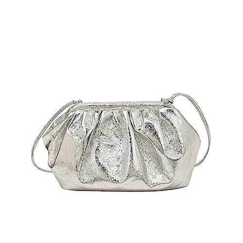 Women’s Soft Cloud Dumpling Pouch Bag，Ruched Soft Vegan Leather Clutch Purse Shoulder Bag