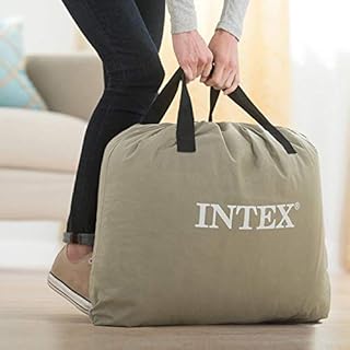 Intex 64132 Materasso Durabeam Pillow Rest Deluxe Singolo Bicolor con Tecnologia Fiber 612, Grigio/Blu, 99 x 191 x 42 cm