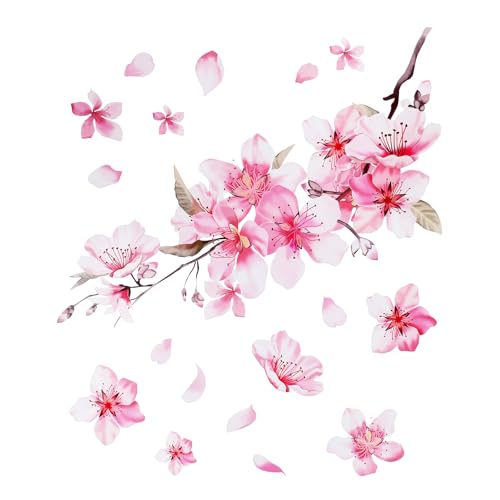 Image of Gjinxi Car Stickers for Women, Cherry Blossom Vinyl Car Sticker Scratches Stickers Cars Decoration, Vinyl Waterproof Sticker Decal Cars Motocycle Laptop Wall Window Luggage Bumpersticker