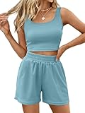 Kznifmk Zweiteilige Sommer-Outfits für Damen, 2-Teilige Sets 2025, Ärmellos, Passendes...