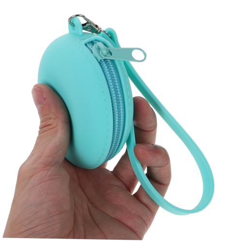 NOLITOY Portable Silicone Coin Pouch Lightweight Round Change Purse with Zipper and Drop-resistant Cash Holder for Boy Girl Women and Men Green3