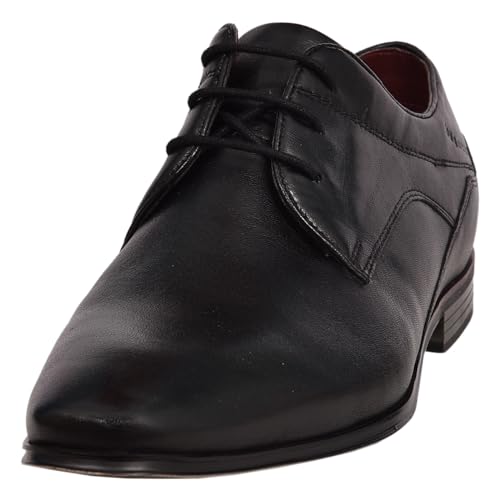 bugatti Homme Chaussure Basse Business en Cuir de Haute qualité, Derby aux Lignes élégantes, Noir, 44 EU