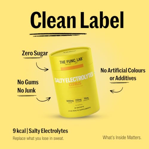 Image of The Func. Lab Daily Electrolytes - Salty Citrus Lemon | 30 Sachets | Instant Hydration Powder with Sodium, Potassium, Magnesium | Sugar-Free, No Preservatives | Instant Energy, Performance & Recovery Drink