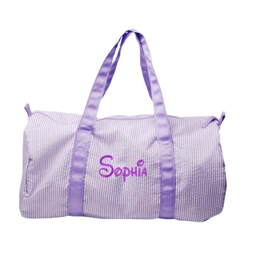 Sac de voyage personnalisé seersucker violet brodé pour bébé