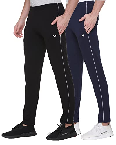 Image of GODFREY Gym Cotton Track Pants for Man with Zip Pocket - Regular fit Sports Lower for Man