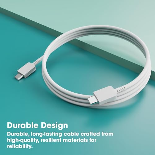 Image of Samsung Superfast 25W Type C to C Charging Cable High Speed Data Transfer Compatible with Samsung M35 /M15 /F15 /A15 /A14 /M14 /F14 /M34 /F34 /A34 /A54 /S21 Fe /S22 /S23 /S24 /S25Plus Ultra,Tablet-White