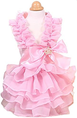 MaruPet Fashion Sweet Puppy Dog Love Printed Princess Skirt Pet Dog Pleated Camisole Tutu Dress Pink M