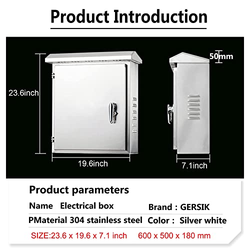 Gersik 304 Outdoor Stainless Steel Electrical Box Enclosure, Ip67 Waterproof Junction Box, Weatherproof Nema Enclosure Box, Wall-Mounted Project Boxes For Electronics With Insulation Mounting Plate #TOP2