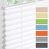Plissee ohne Bohren Hohe-Qualität Aluminiumstangen,weiß35 x 80cm,Diagonales System,Plissee Klemmfix Einfache Montage Sichtschutz und Sonnenschutz für Schlafzimmer Badezimmer Wohnzimmer Fenster&Tür