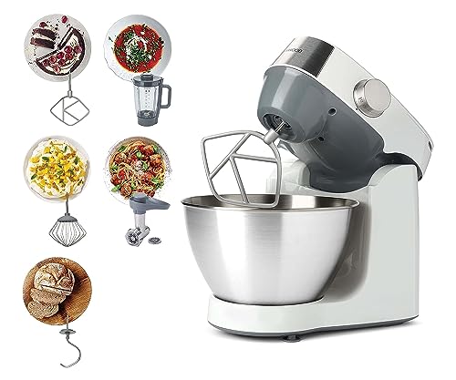 KENWOOD Stand Mixer Kitchen Machine PROSPERO+ 1000W with 4.3L Stainless Steel Bowl K-Beater Whisk Dough Hook Blender Meat Grinder KHC29.G0SI Silver