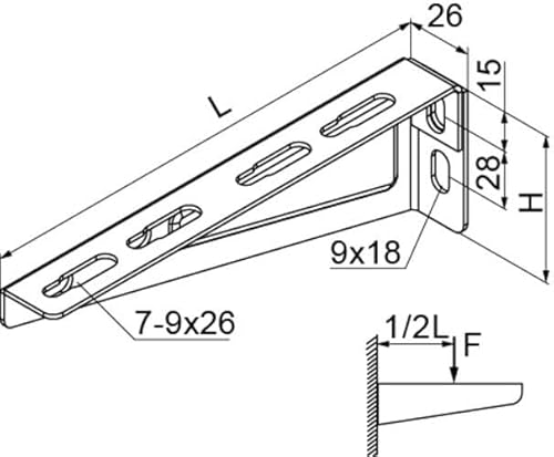 BAKS Hängestange und Wandhalterung 150 mm, Metall, Silber, Wandmontage, 1 Stück
