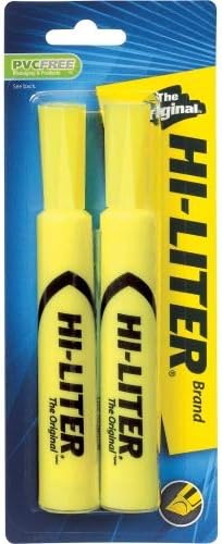 Resaltador, punta de cincel, 2CD, amarillo fluorescente, se vende como 1 paquete