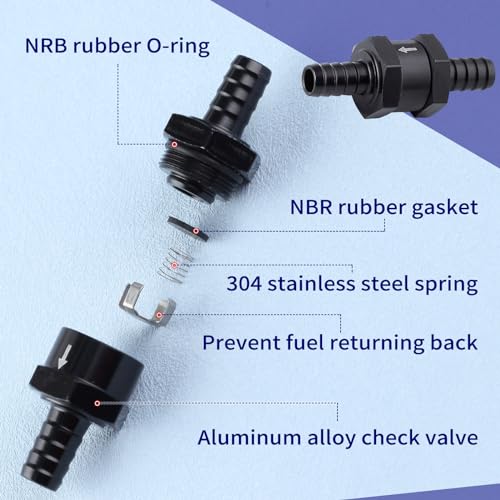 SPEEDWOX Rückschlagventil für Kraftstoff, 10 mm, Aluminium, 2 Anschlüsse, Schwarz, 6 Stück