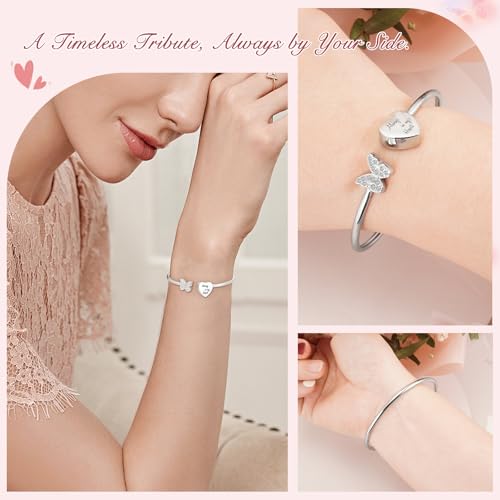 Abooxiu Cremation Jewelry Urn Bracelet for Ashes - Heart Ashes Keepsake Memorial Bangle for Women & Men - Always in my Heart4