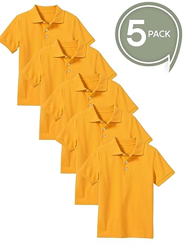 Image of Galaxy by Harvic Polo Shirt for Boys - 5 Pack School Uniform for Boys, Tagless Cotton Blend - Soft Comfortable Everyday Wear