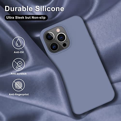 Image of DIZORO Microfiber Candy Case Compatible for iPhone 14 PRO, Shockproof Slim Back Cover Liquid Silicone Case (Lavender Grey)