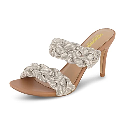 CUSHIONAIRE Women's Sparkle braided rhinestone dress sandal +Memory Foam, Wide Widths Available