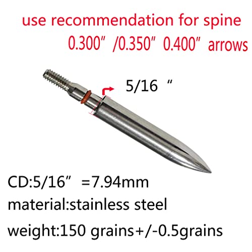 Image of 100 /125 /150 /200 /300 Grains Archery Field Points Practice Field Tips, Archery Target Practice Hunting Arrow Tip for Recurve, Compound Bow Crossbow, Stainless Steel Screw in Broadheads