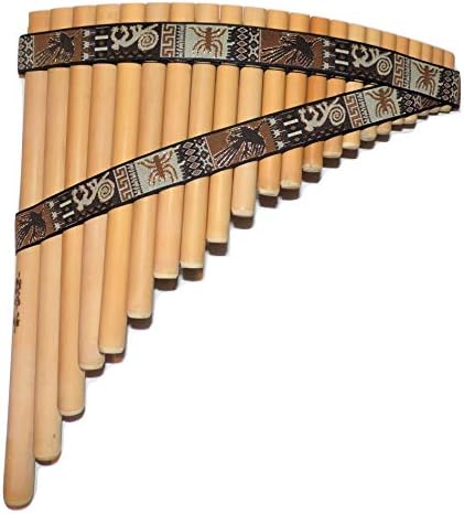 Bamboo Pan Flute 22 Pipes Natural Bamboo Nazca Lines Design From Peru - Case Included -