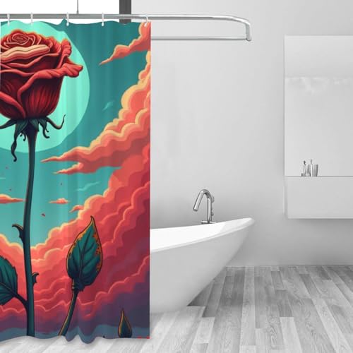 Rideau de douche lavable en machine tissu résistant imprimé rose 875 - 6
