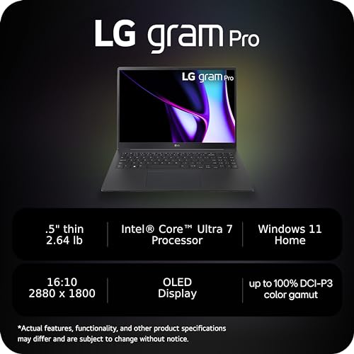 Image of LG gram Pro 16-inch Thin and Lightweight Laptop, Intel Evo Edition - AI-Enabled Intel Core Ultra 7, 32GB RAM, 1TB SSD with OLED Display