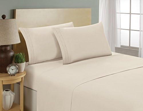 Luxurious Sheets Set 1800 3-Line Collection Brushed Microfiber Deep Pocket Super Soft and Comfortable Hotel Collection Sheets by Bellerose - Queen, Cream