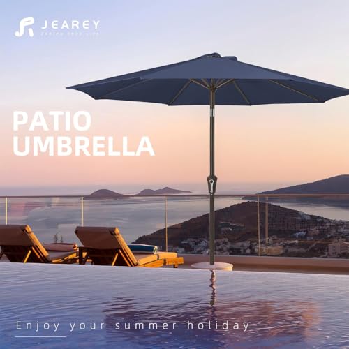 JEAREY 9FT Outdoor Patio Umbrella Outdoor Table Umbrella with Push Button Tilt and Crank, Market Umbrella 8 Sturdy Ribs UV Protection Waterproof for Garden, Deck, Backyard, Pool (Purplish Blue) - Thumbnail 7