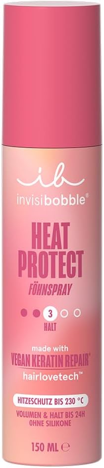 invisibobble Heat Protect Föhnspray, 230 °C hittebescherming, volume en houvast voor 24 uur, veganistisch, voor alle haartypes, 150 ml