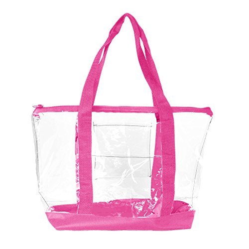 Dalix ST-060-HOT-PINK Clear Shopping Bag Security Work Tote Shoulder Bag Womens Handbag thumb #1