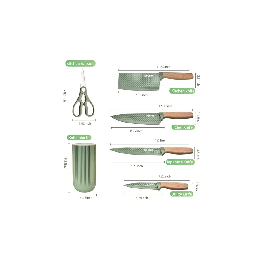 Knife-Set-6-Pieces-Professional-Kitchen-Knife-Set-with-Universal-Knife-Block-Super-Sharp-Knife-Set-with-Ergonomic-Handle-Non-stick-Stainless-Steel-Knife-Block-Set-Green Knife Set, 6 Pieces Professional Kitchen Knife Set with Universal Knife Block, Super Sharp Knife Set with Ergonomic Handle Non-stick Stainless Steel Knife Block Set (Green)