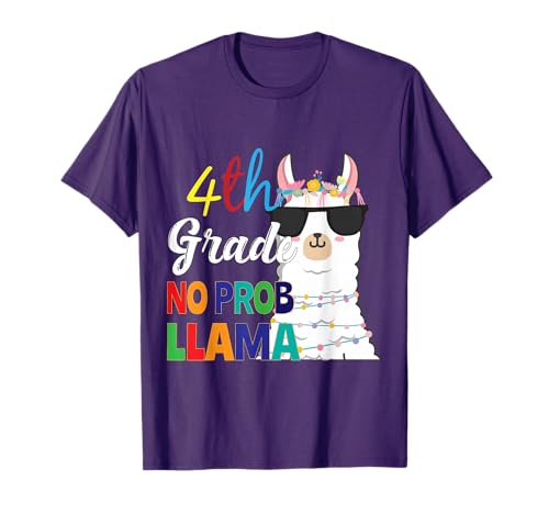 4th Grade No Prob-Llama Teacher Student First Day Of School T-Shirt