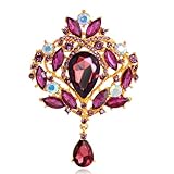Reizteko Wedding Bridal Big Crystal Rhinestone Bouquet Brooch Pin for Women (gold-toned purple)