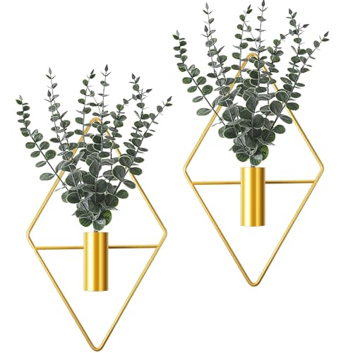 Jexine 8 Pcs Hanging Planters with Artificial Eucalyptus Metal Hanging Vase Indoor Plants Holder...