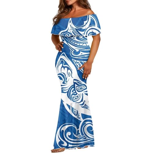 Image of Polynesian for Women S-7XL Off Shoulder Maxi Dress Hawaiian Summer Dresses