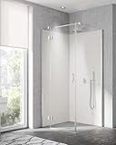 Kermi Schwingtür Liga 1030 x 2000 mm, silber hochglanz, Glas-Duschtür für Nische – platzsparend schwenkbar, pflegeleichte Clean-Beschichtung, geeignet für bodengleiche Dusche & Duschwanne