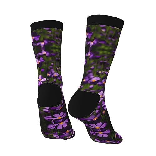 Purple Flowers Adult Sports Socks-Men'S Cotton Mid-Calf Socks:A Fusion Of Comfort,Style,And Functionality4