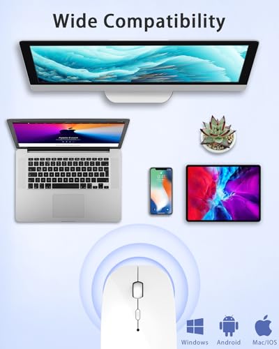AE WISH ANEWISH 2.4G Kabellos Bluetooth Maus USB-C & USB-A fur Mac/iPad/iPhone/PC/Computer… – Ansicht 6