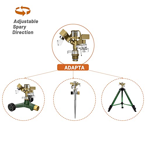 Vlay 1/2 Inch Heavy Duty Brass Impact Sprinkler With 0-360 Degree Adjustable Circular Cover Jet Pattern, Watering Sprinkler For Large Area Lawn, Garden And Yard Irrigation #TOP4