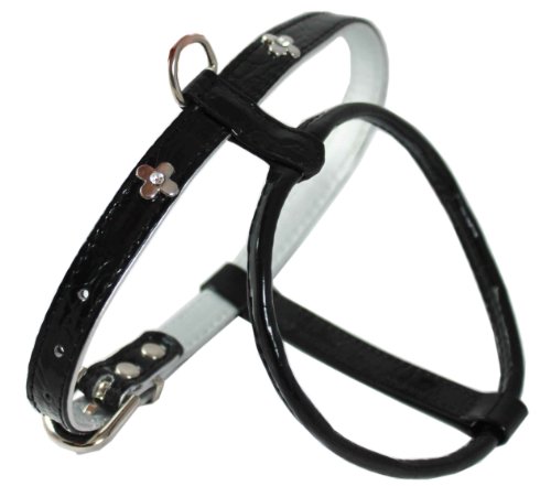 Black Faux Leather Studded Dog Harness Small For 12.5"-15.5" Chest #TOP2