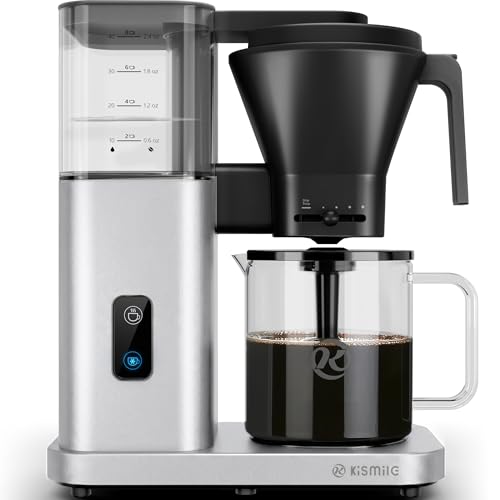 Image of Kismile SCA-Certified 8 Cup Drip Coffee Maker, Pour Over Coffee Machine with 3s Instant Heat 197-205℉, Adjustable Flow Control, Removable Water Tank, Deep Cold Brew & 40 Min Keep Warm (Silver)