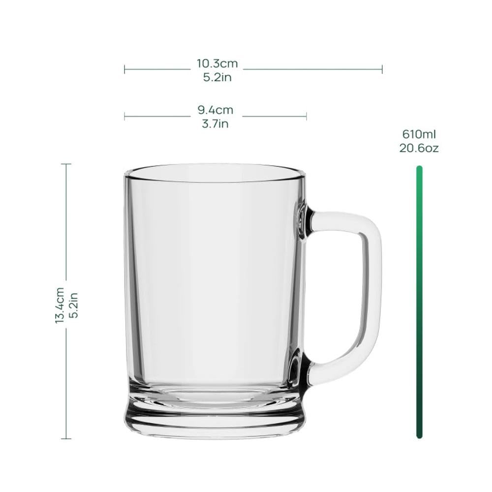 TREND FOR HOME Bierkrug 0,5 Liter Set von 6 mit Handlichem Griff Glaskrug 0,5 Liter Bier Glas Bier Krug Biergläser 0,5 Bierbecher Biermaßkrug Glas Bierkrüge Maßkrug Transparent, Ulf (Packung mit 3)