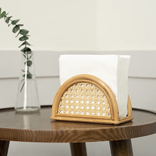 Rattan Napkin Dispenser - Farmhouse Distressed Wooden Rustic Coastal Picnic Table Napkin Holder - Image 5