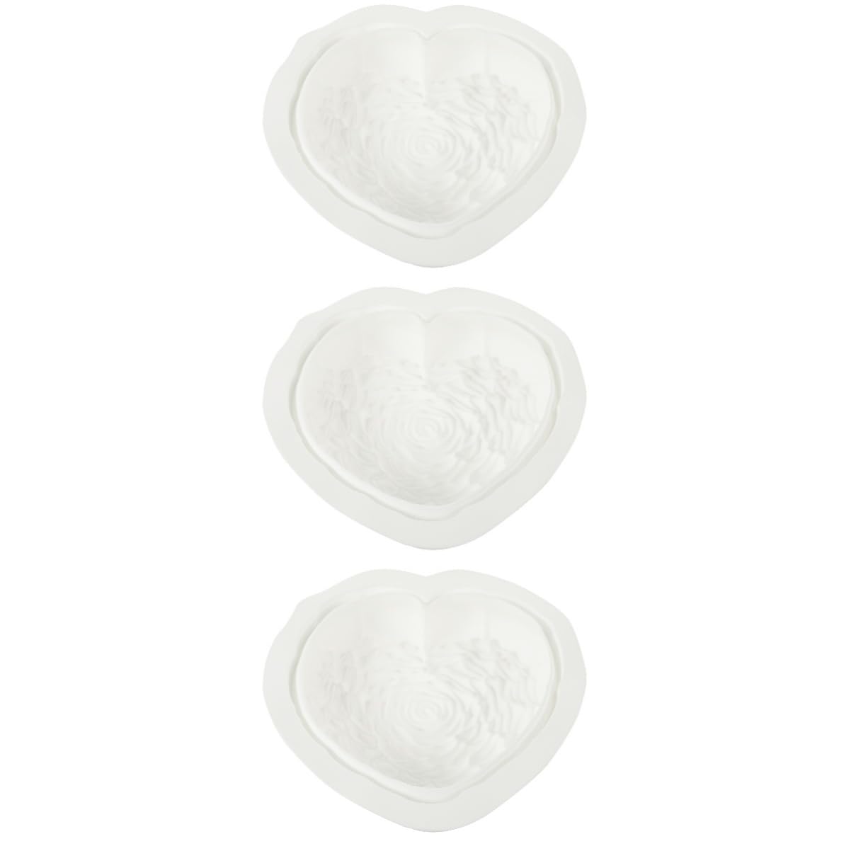 GLEAVI 3 Pièces Moule Rose D'amour Moules à Gâteaux En Forme De Coeur Casserole à Gâteau En Forme De Cœur Usine De Cuisson Moule Réutilisable Gel De Silice Blanche