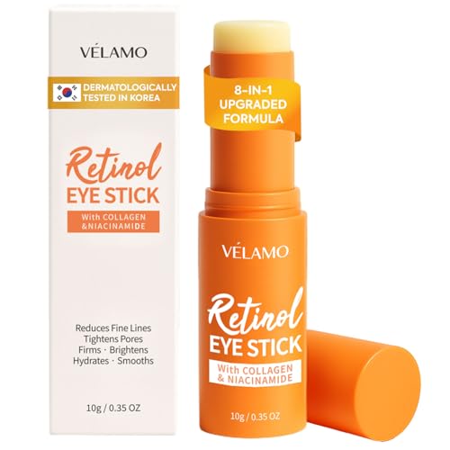 VELAMO ADVANCED Retinol Under Eye Balm Stick - Korean Eye Cream for Dark Circles Puffiness Eye Bags Wrinkles & Fine Lines - 8-IN-1 Formula with Collagen Niacinamide Peptides & Hyaluronic Acid