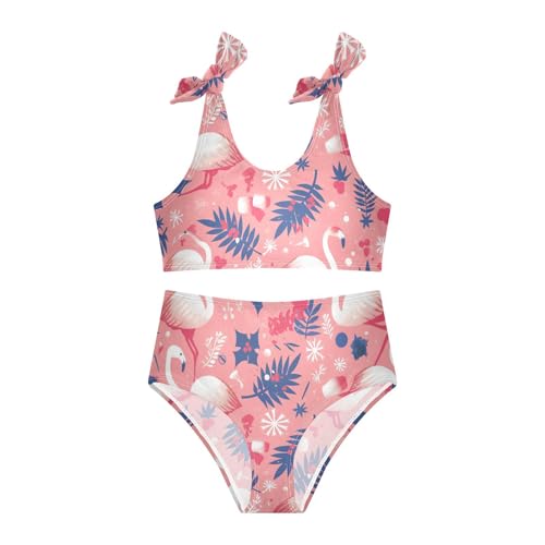 Flamingo Christmas Pink Girls Two Piece Kids Bikini Set Beach Swimsuit Swimming Suits Cute Shoulder Strap3