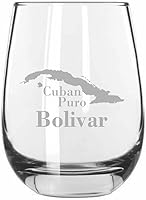 Vista 11 de Cuaba - Vaso de vino sin tallo grabado con temática de cigarro cubano de 15.25 onzas