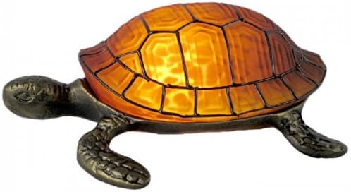 Pretty Amber Glass Turtle W/black Table Lamp- 4495